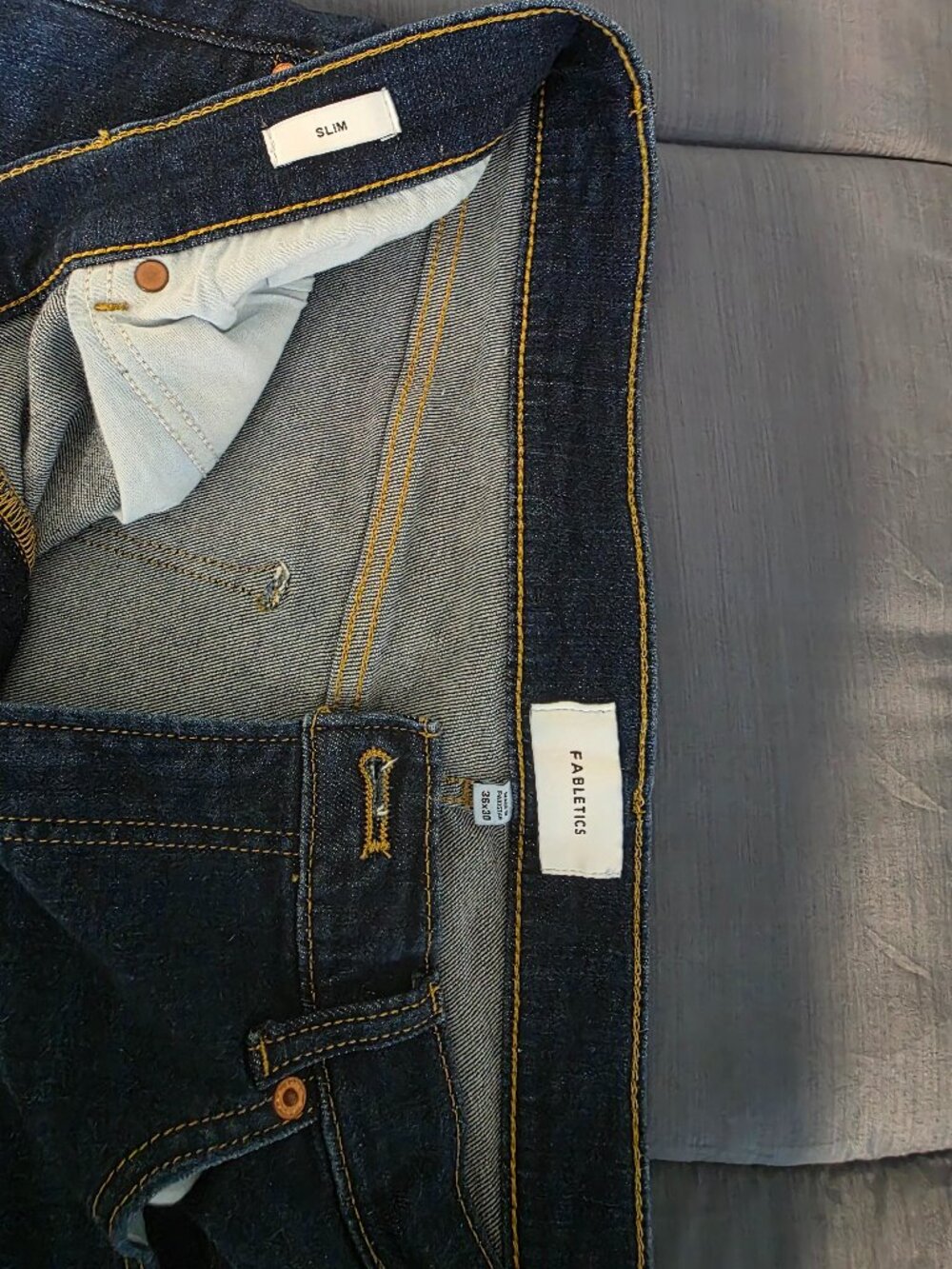 Fabletics Men's Modern Stretch Jean Slim Fit Tahoe Dark Wash 36x30 NWOT